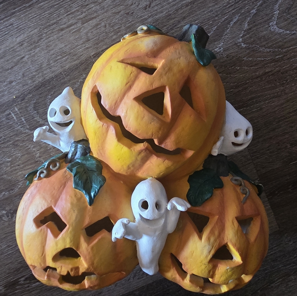 Halloween Vintage Ceramic Ghosts & Pumpkins Figurine Display - Picture 3 of 11